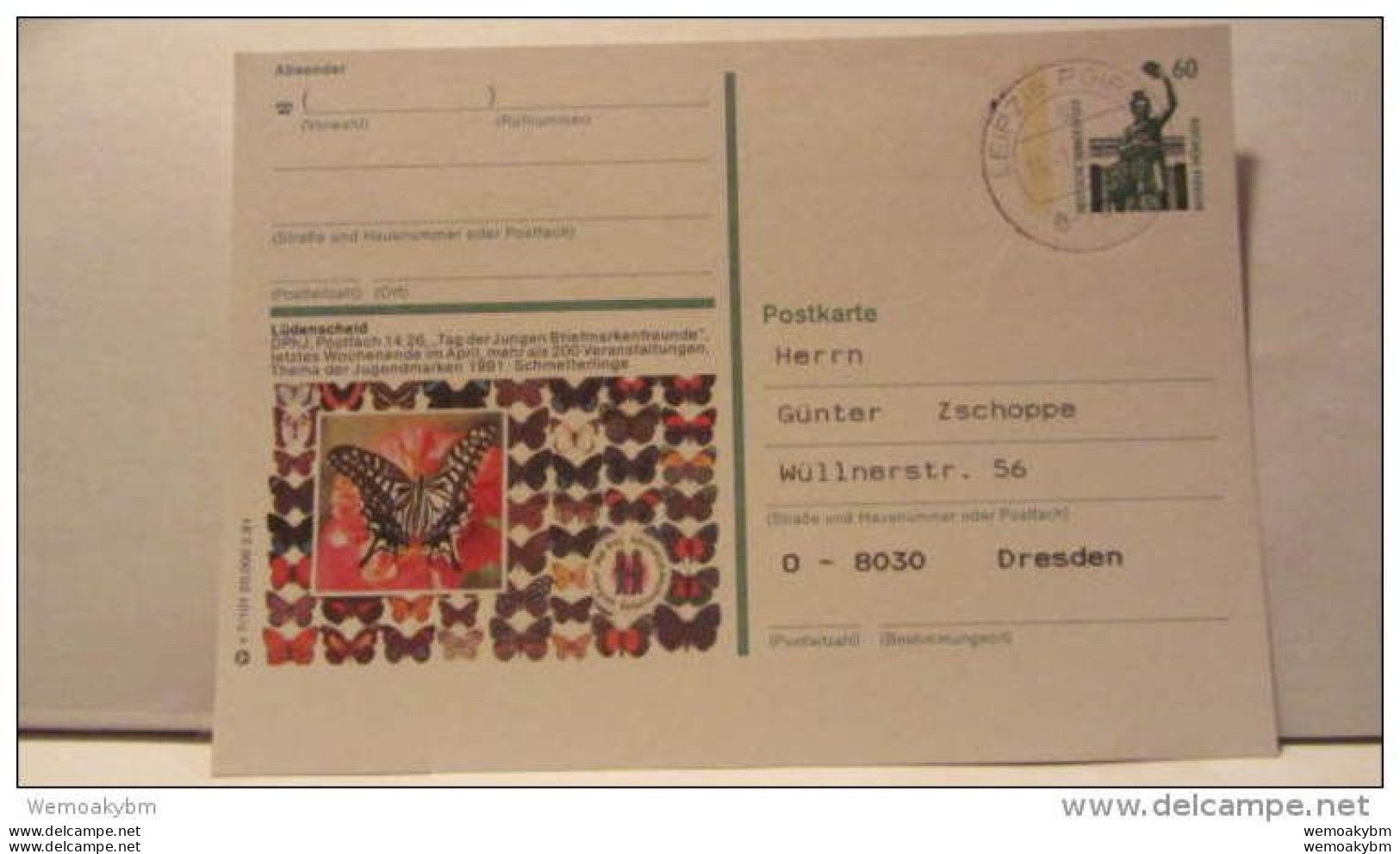 DDR-WU: Gs-Bild-Postkarte LEIPZIG PGIRO Mit O-7002 Einzig Bekannter Stempel Mit "O" Vor PLZ , OSt. 14.1.93 Knr: PLZ-Bes - Postkarten - Gebraucht