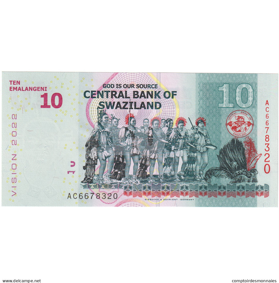 Eswatini, 10 Emalangeni, 2015, 2015-09-06, KM:36a, NEUF - Swaziland