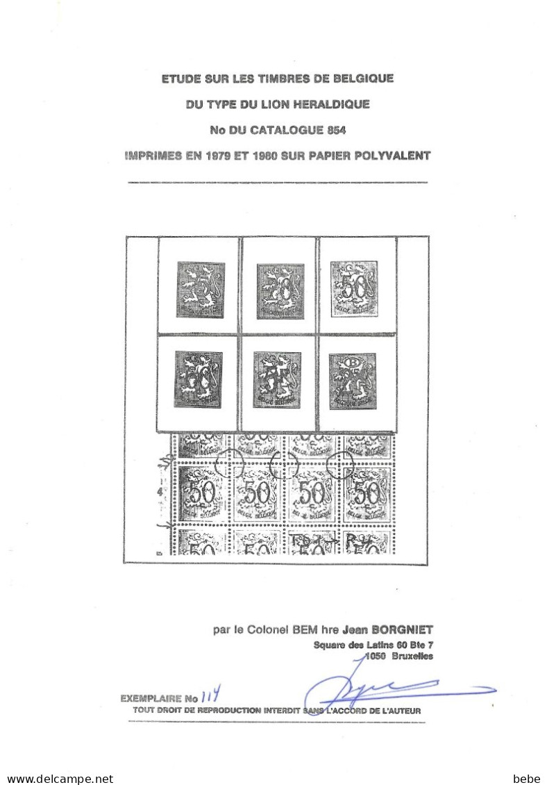 ETUDE DU LION HERALDIQUE DU TYPE N° 854 SUR PAPIER POLYVALENT - 1951-1975 Heraldic Lion