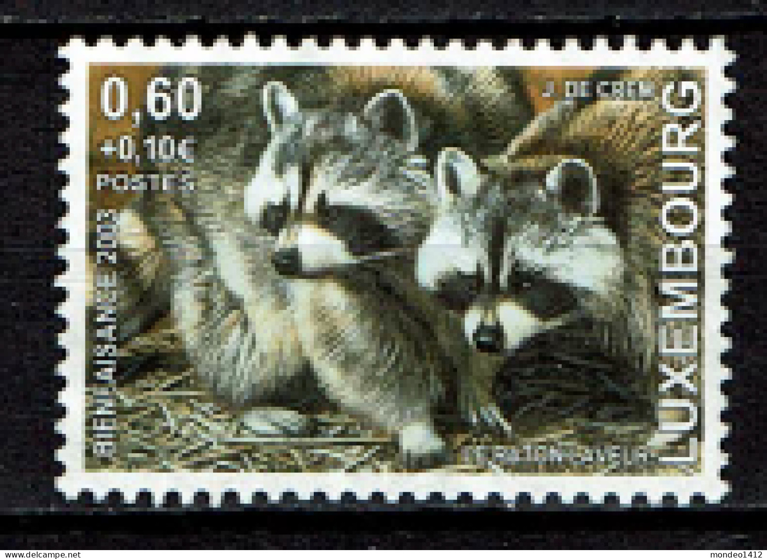 Luxembourg 2003 - YT 1573 - Faune, Fauna, Raton Laveur, Waschbär, Racoon, Wasbeer - Usati