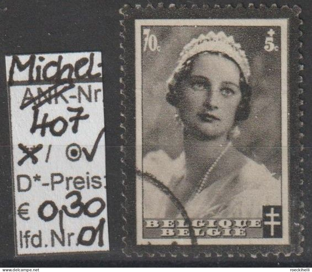 1935 - BELGIEN - SM "Tod V. Königin Astrid" 70+5 C Schwarz - O Gestempelt - S.Scan (407o 01-02 Be) - 1934-1935 Léopold III