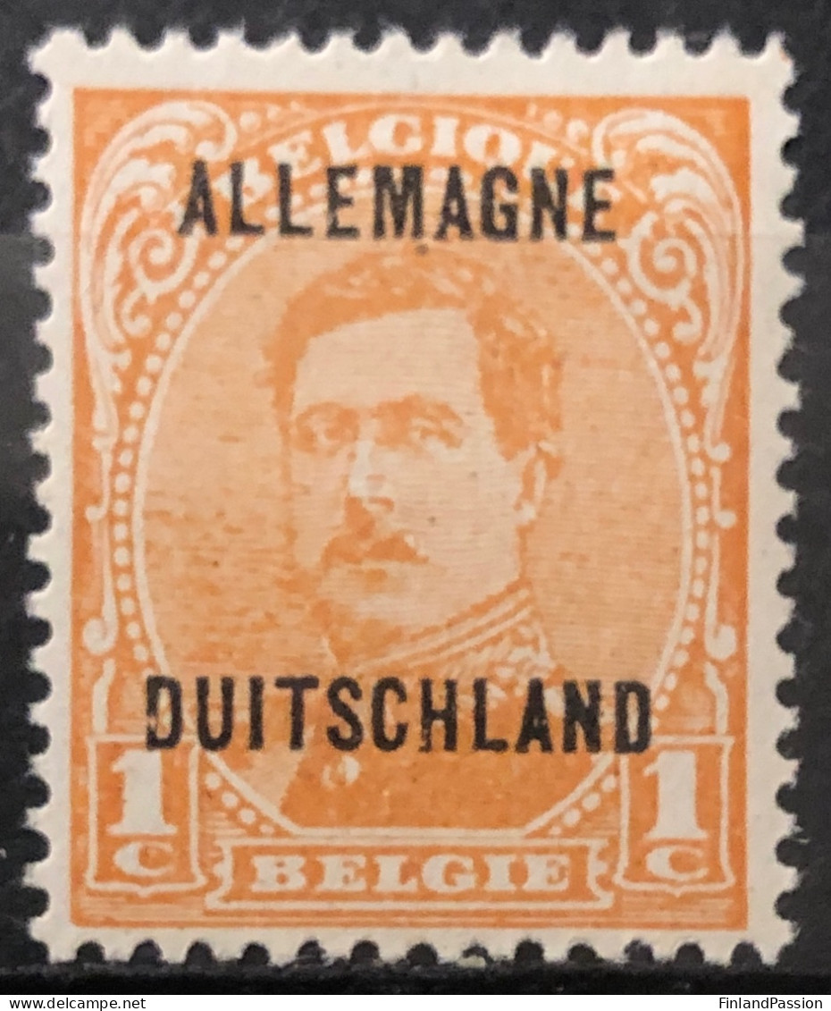 1919. MiNr 1, Abart/Error “Punkt In D”, Field 94, MH - OC38/54 Occupazione Belga In Germania