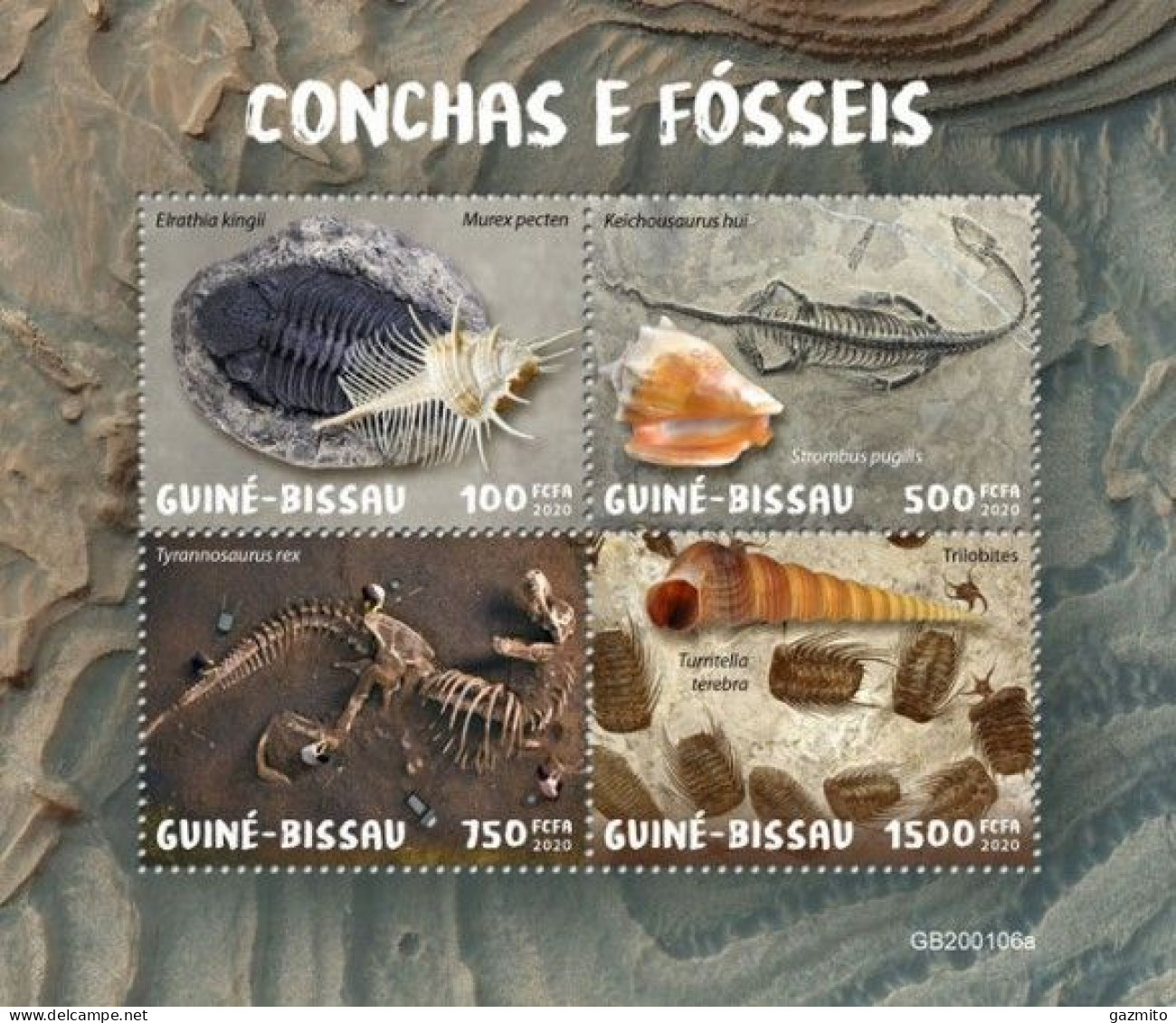 Guinea Bissau 2020, Shells And Fossils, 4val In BF - Fossilien