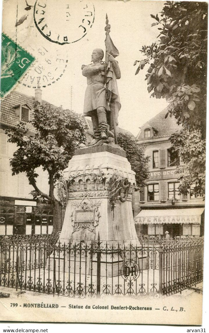 MONTBELIARD  (DOUBS) - STATUE Du COLONEL DENFERT ROCHEREAU - - Monuments Aux Morts