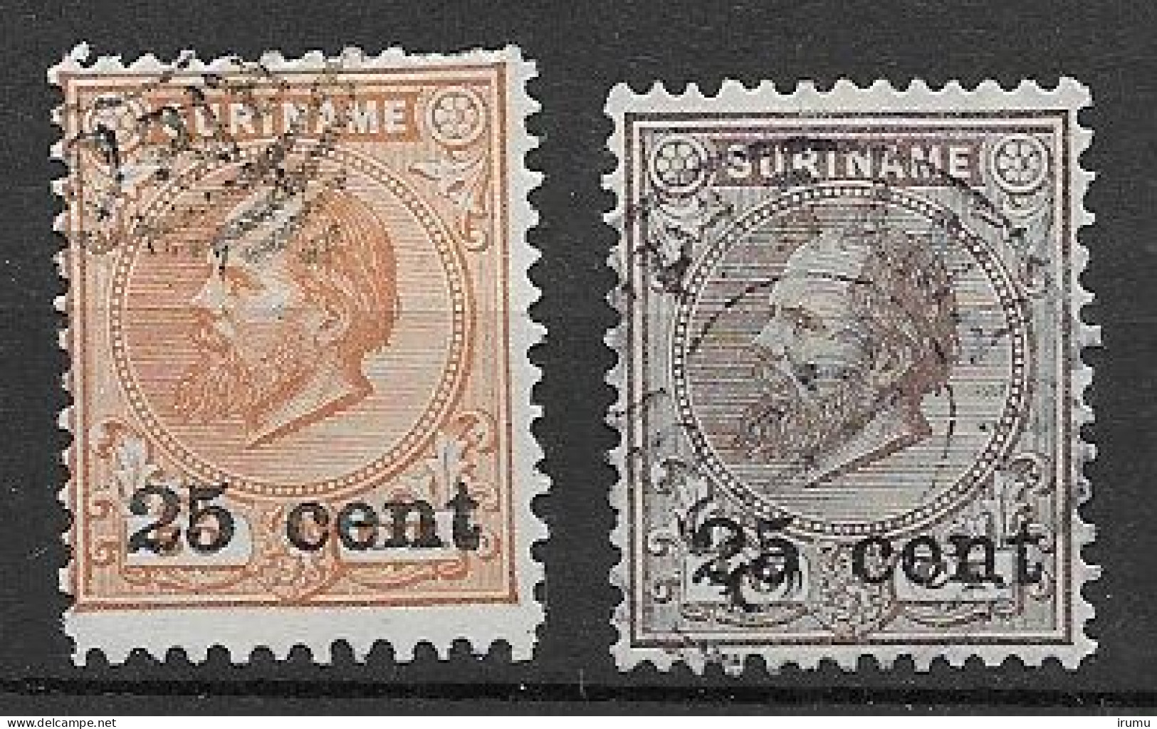 Suriname 1900, NVPH 37, 38 Gebruikt Kw 7 EUR (SN 1267) - Suriname ... - 1975