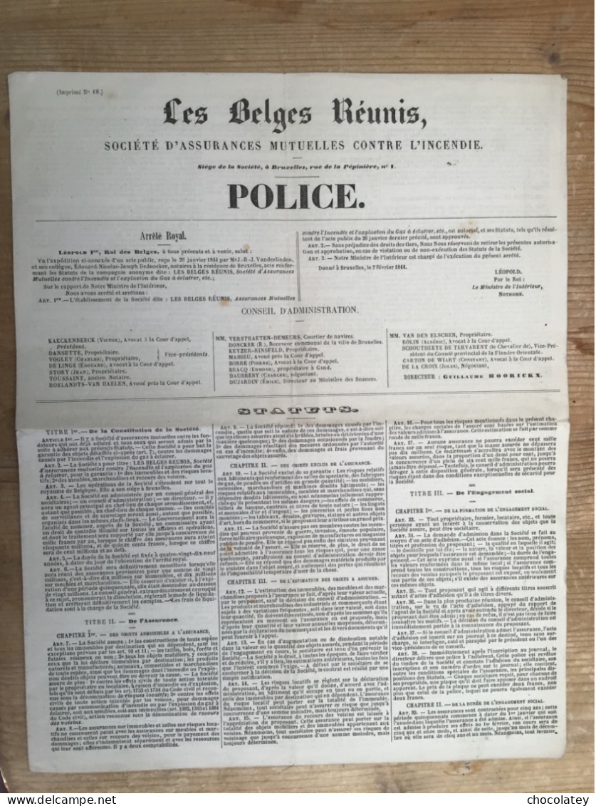 Police Des Belges Réunis Neerpelt Keelhoff 1883 - Banque & Assurance