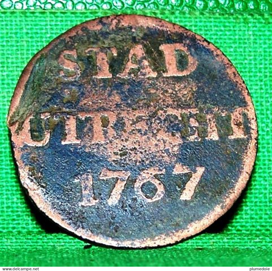 MONNAIE PAYS BAS , 1 DUIT STAD UTRECHT 1767   écu Couronné  ; Licornes - …-1795 : Periodo Antico