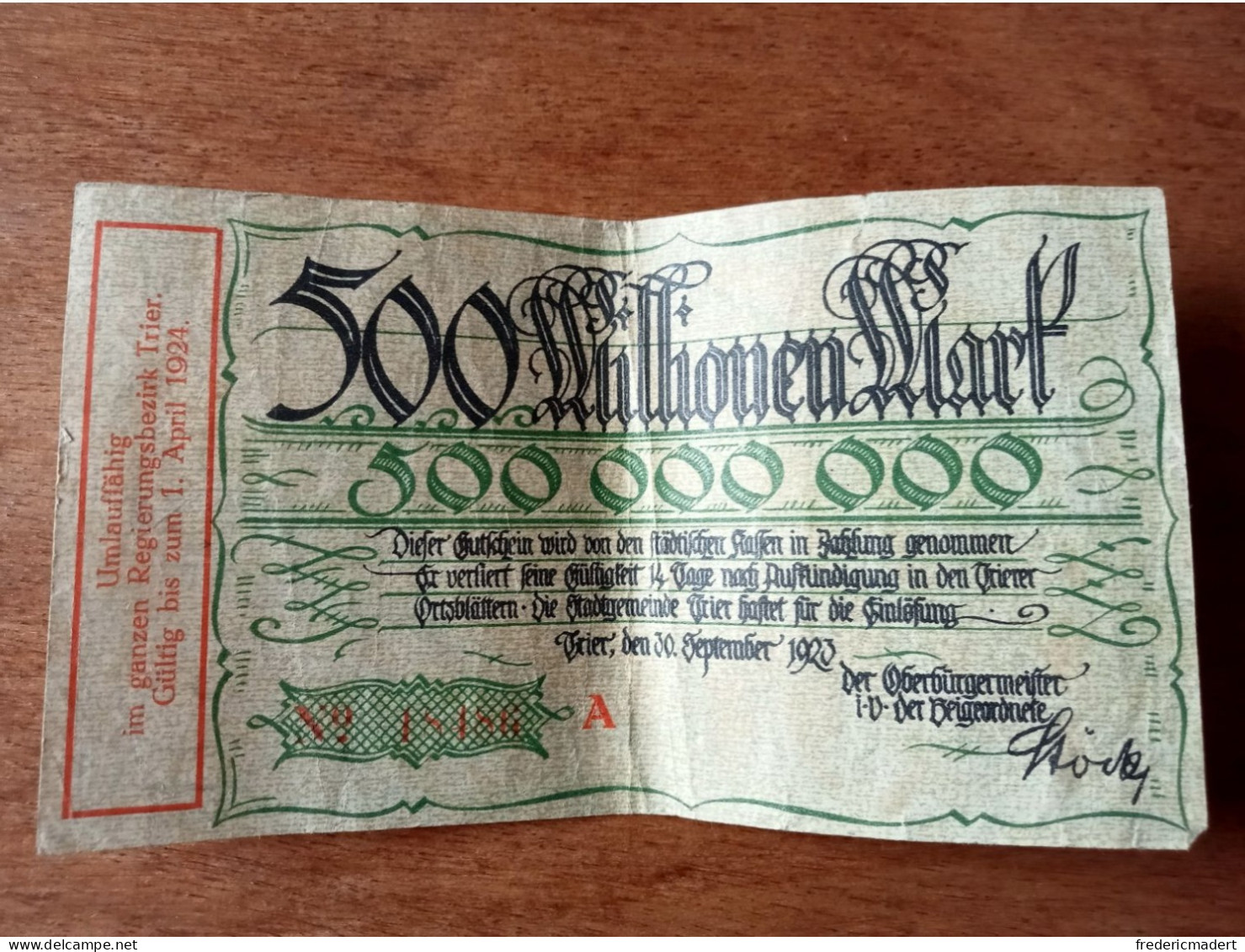 Billet De 500 Millionen De Mark De 1923 - Sammlungen