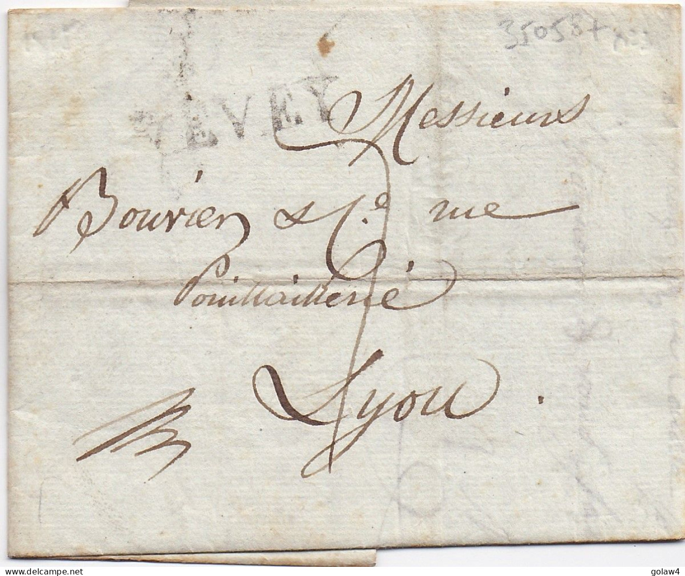 35058# LETTRE Datée De BULLE Obl YVERDON Datée Du 10 Octobre 1815 Pour LYON RHONE ARRIVEE AU DOS VORPHILA - ...-1845 Préphilatélie