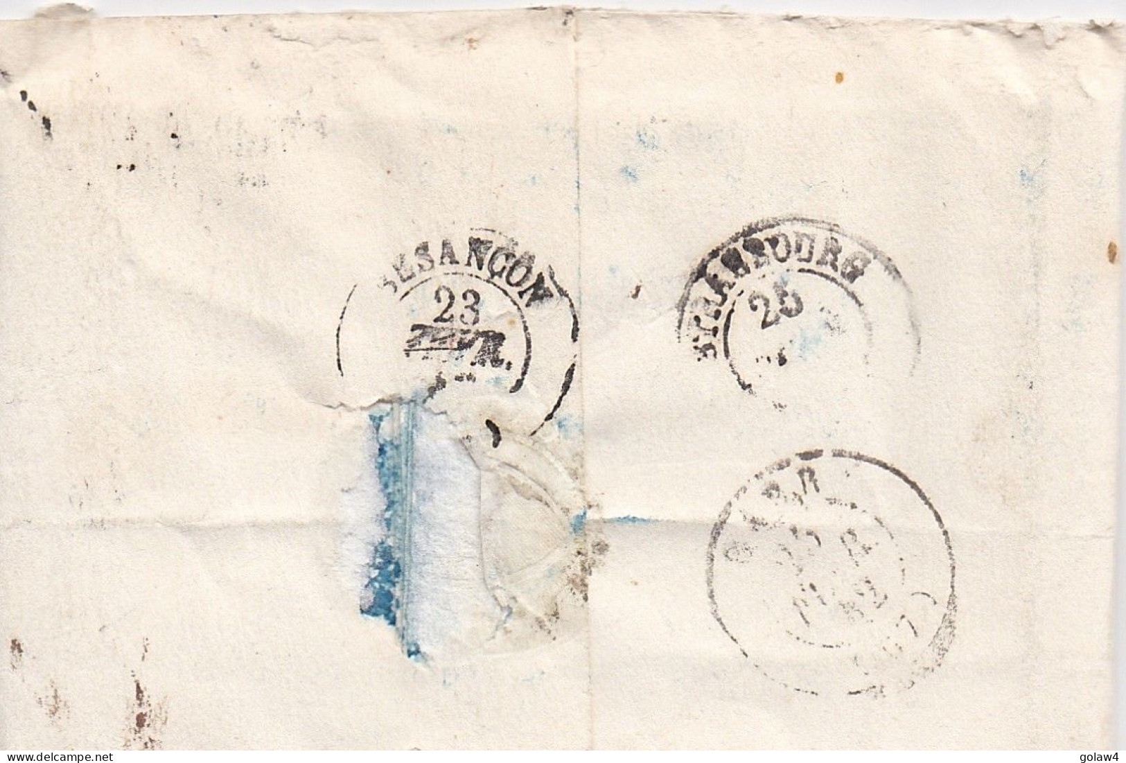 35059# LETTRE Obl LUTRY 22 Février 1842 Pour BARR BAS RHIN ALSACE MARQUES D'ECHANGE Via BESANCON DOUBS STRASBOURG - ...-1845 Prefilatelia