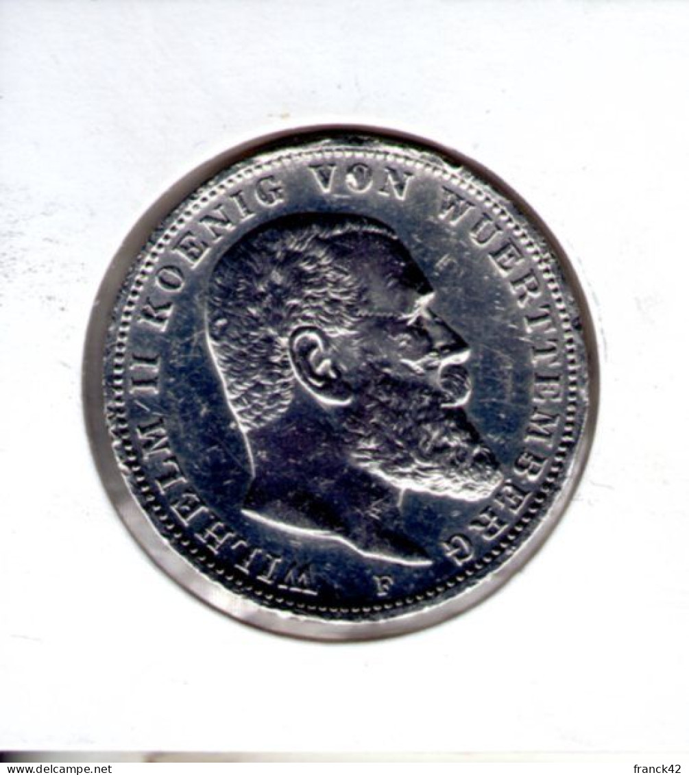 3 Marks Wilhelm II Koenig Vom Wuertemberg. 1914 F - 2, 3 & 5 Mark Plata