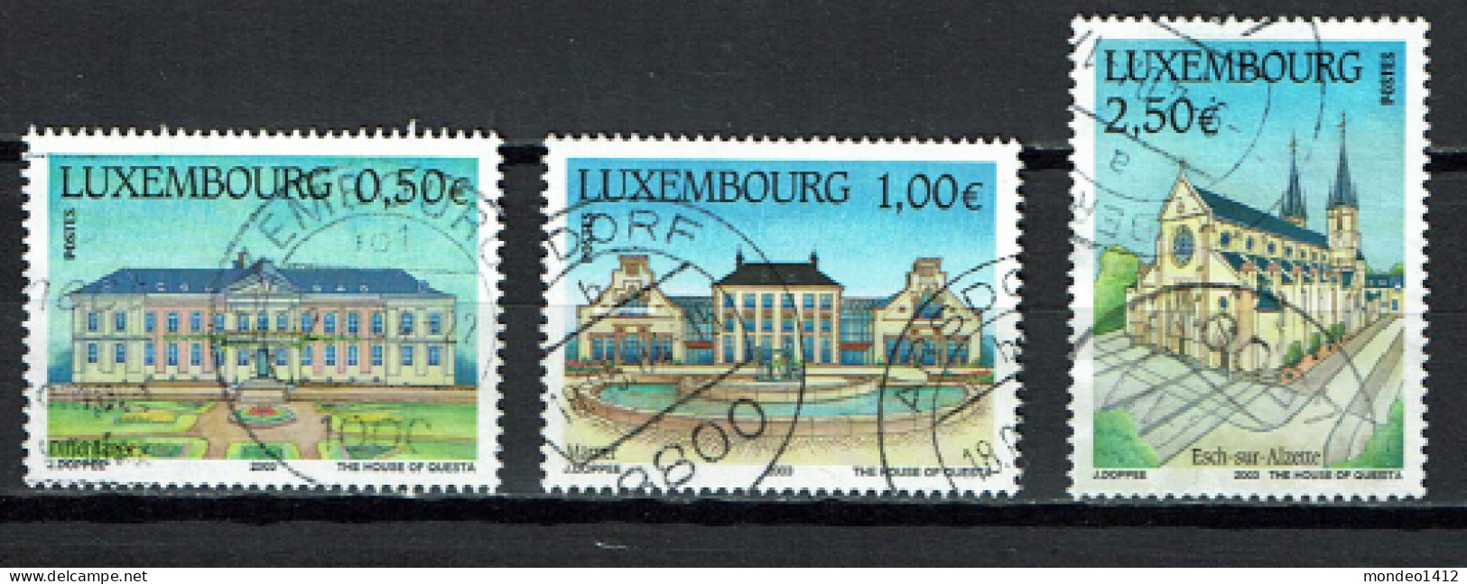 Luxembourg 2003 - YT 1551/1553 - Tourisme, Tourism - Maison De Soins, Château De Mamer, Église Saint-Joseph - Usados