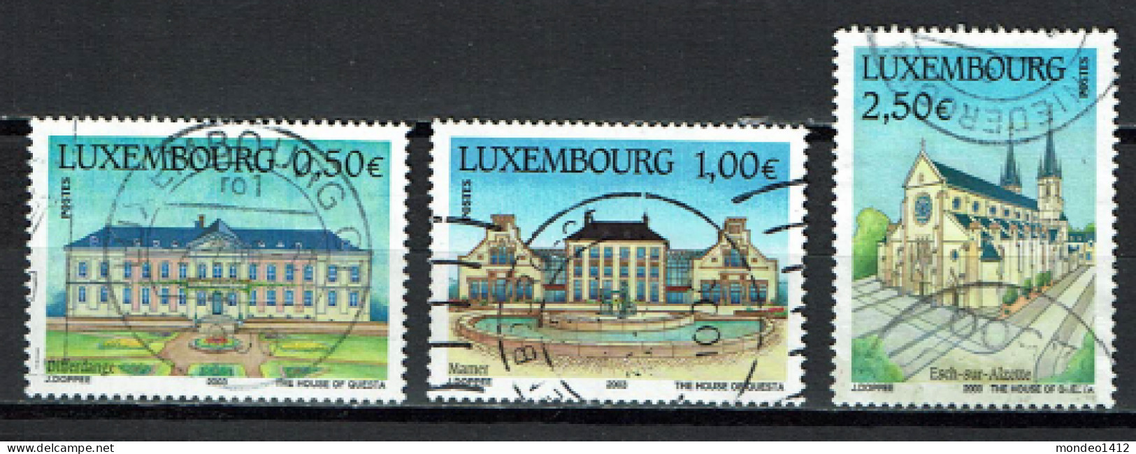 Luxembourg 2003 - YT 1551/1553 - Tourisme, Tourism - Maison De Soins, Château De Mamer, Église Saint-Joseph - Gebruikt