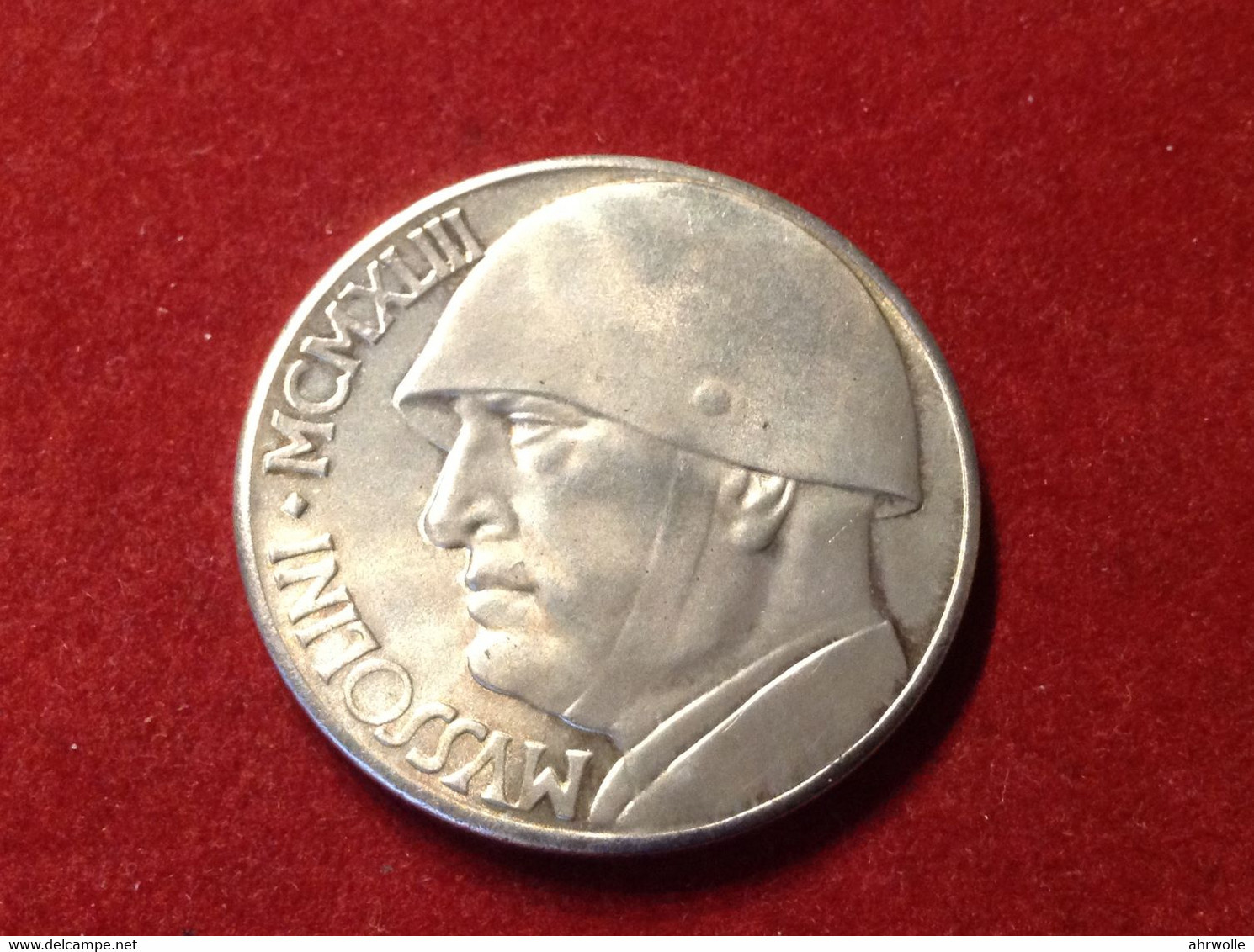 Münze Italien Fantasieprägung 20 Lire Medaille Mussolini 1943 - 20 Liras