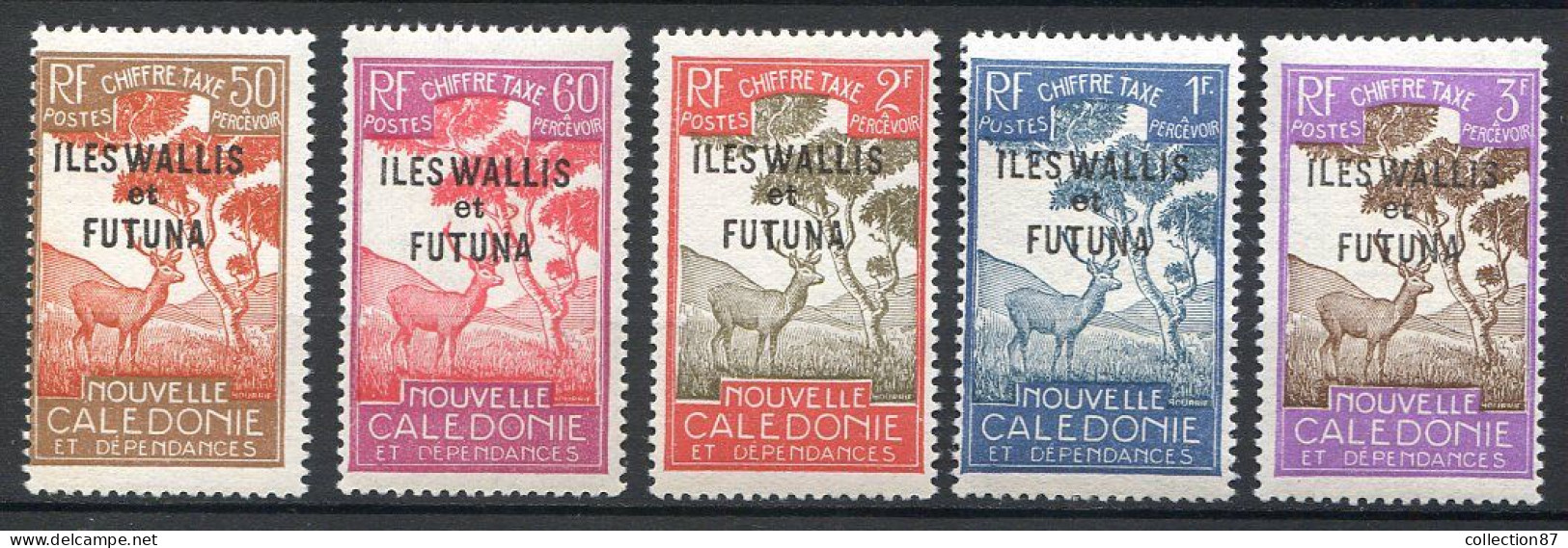 Réf 79 < WALLIS & FUTUNA < Yvert Taxe N° 19 à 23 * Neuf Ch * MH < Cote 9.00 € < Voilier - Postage Due