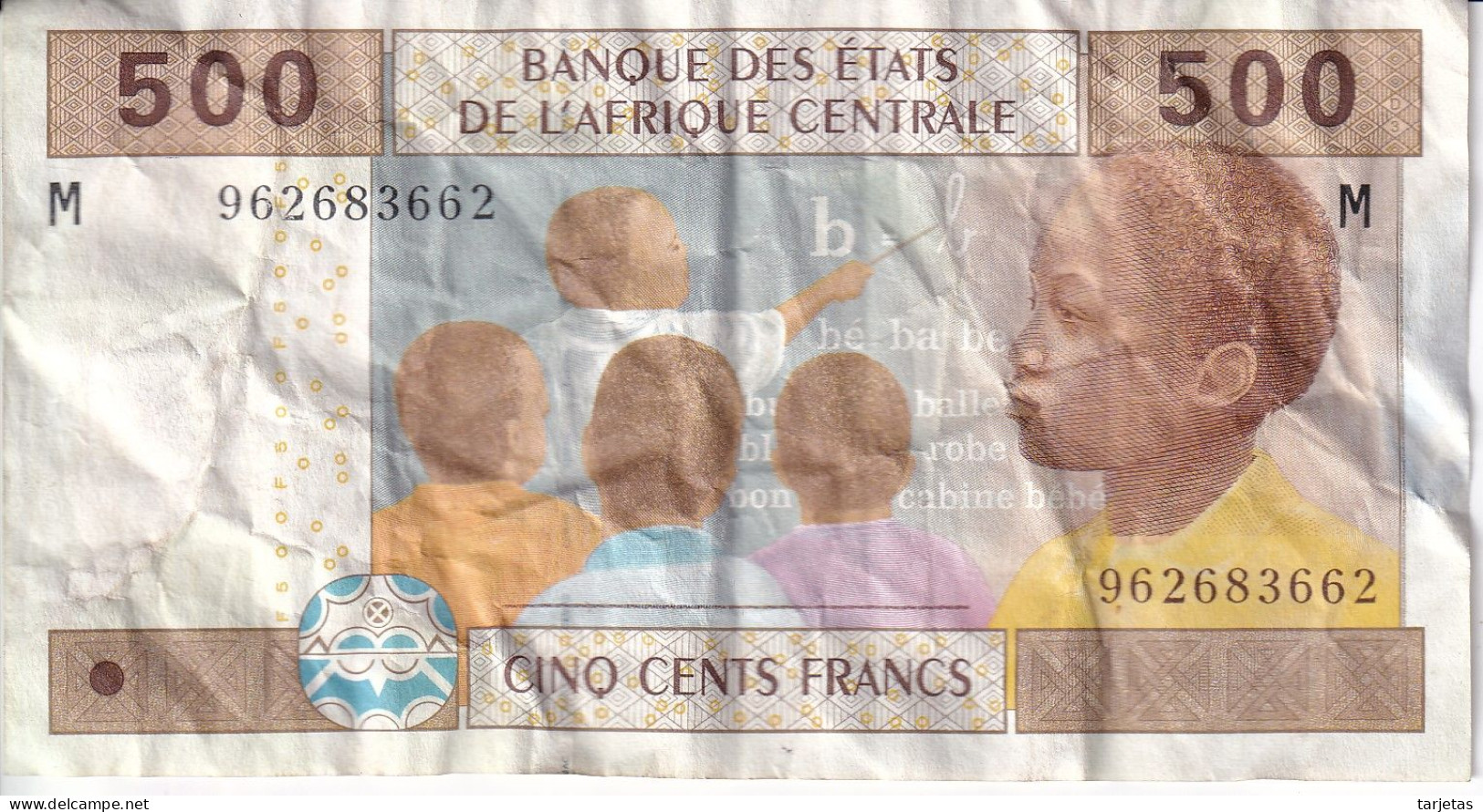 BILLETE DE LA REPUBLICA DE AFRIQUE CENTRALE LETRA M DE 500 FRANCS DEL  AÑO 1996 (BANKNOTE) - Other - Africa