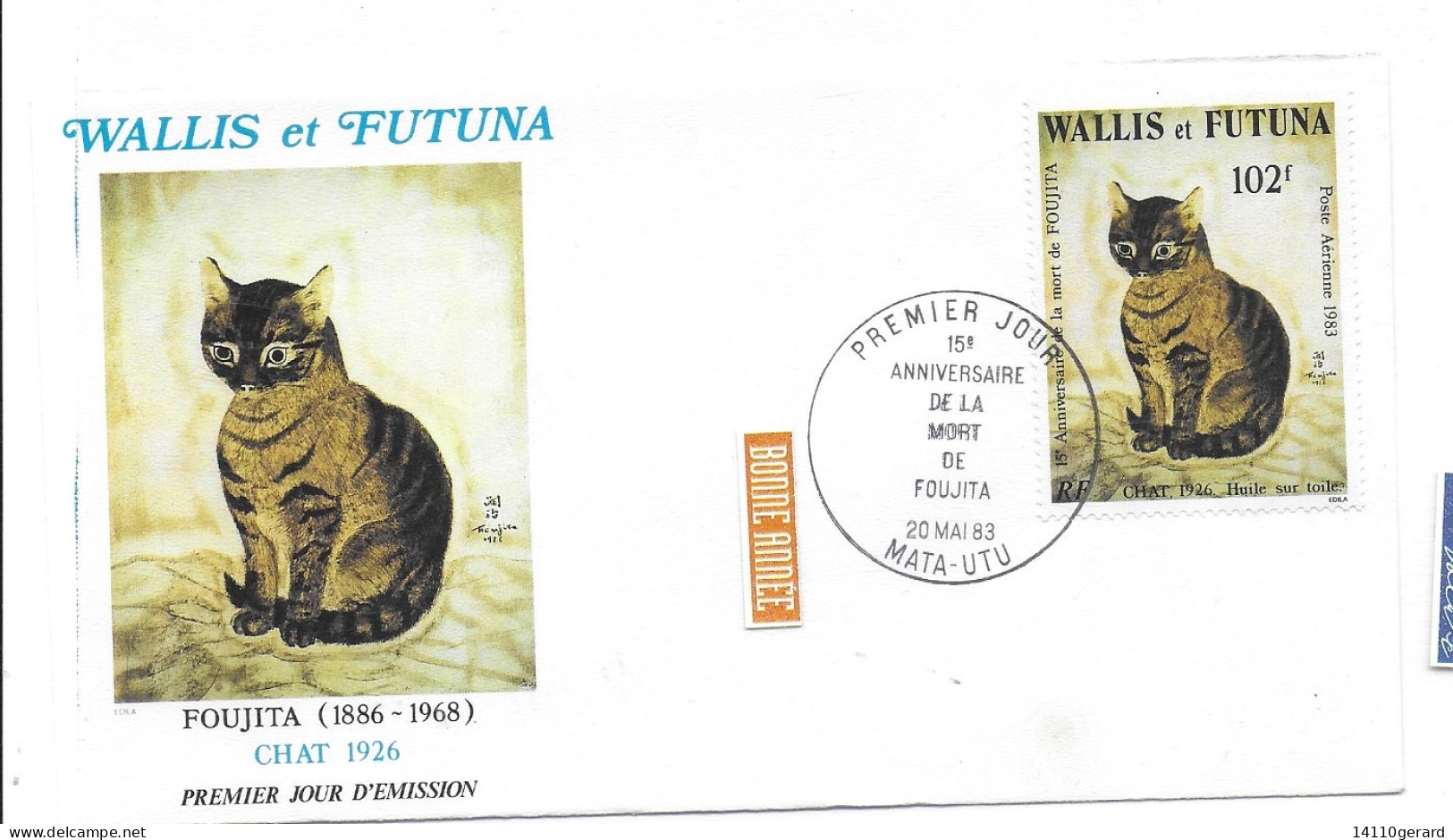 WALLIS ET FUTUNA FDC De 1983.  FOUJITA CHAT 1926 - Covers & Documents