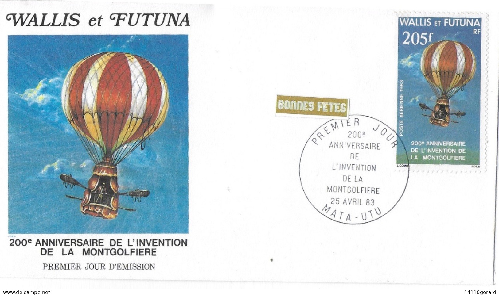 WALLIS ET FUTUNA FDC De 1983. 200ieme ANNIVERSAIRE DE L'INVENTION DE LA MONTGOLFIERE - Briefe U. Dokumente