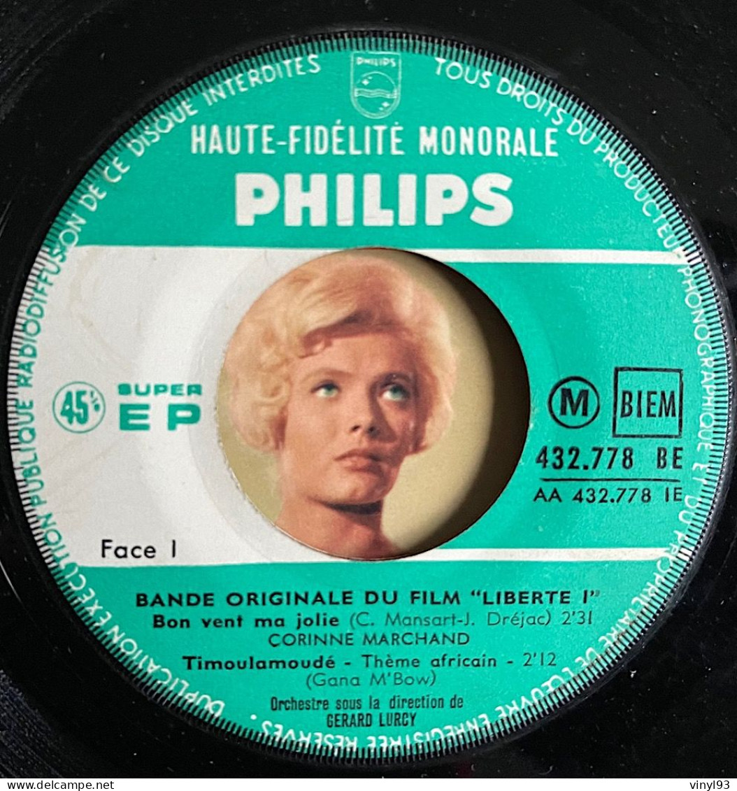 1961 - EP 45T B.O Film "Liberté 1" - Musique C.Mansart & G.M'Bow Avec Corinne Marchand - Philips 432 778 - Música De Peliculas