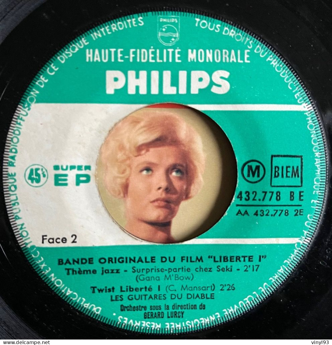 1961 - EP 45T B.O Film "Liberté 1" - Musique C.Mansart & G.M'Bow Avec Corinne Marchand - Philips 432 778 - Filmmuziek