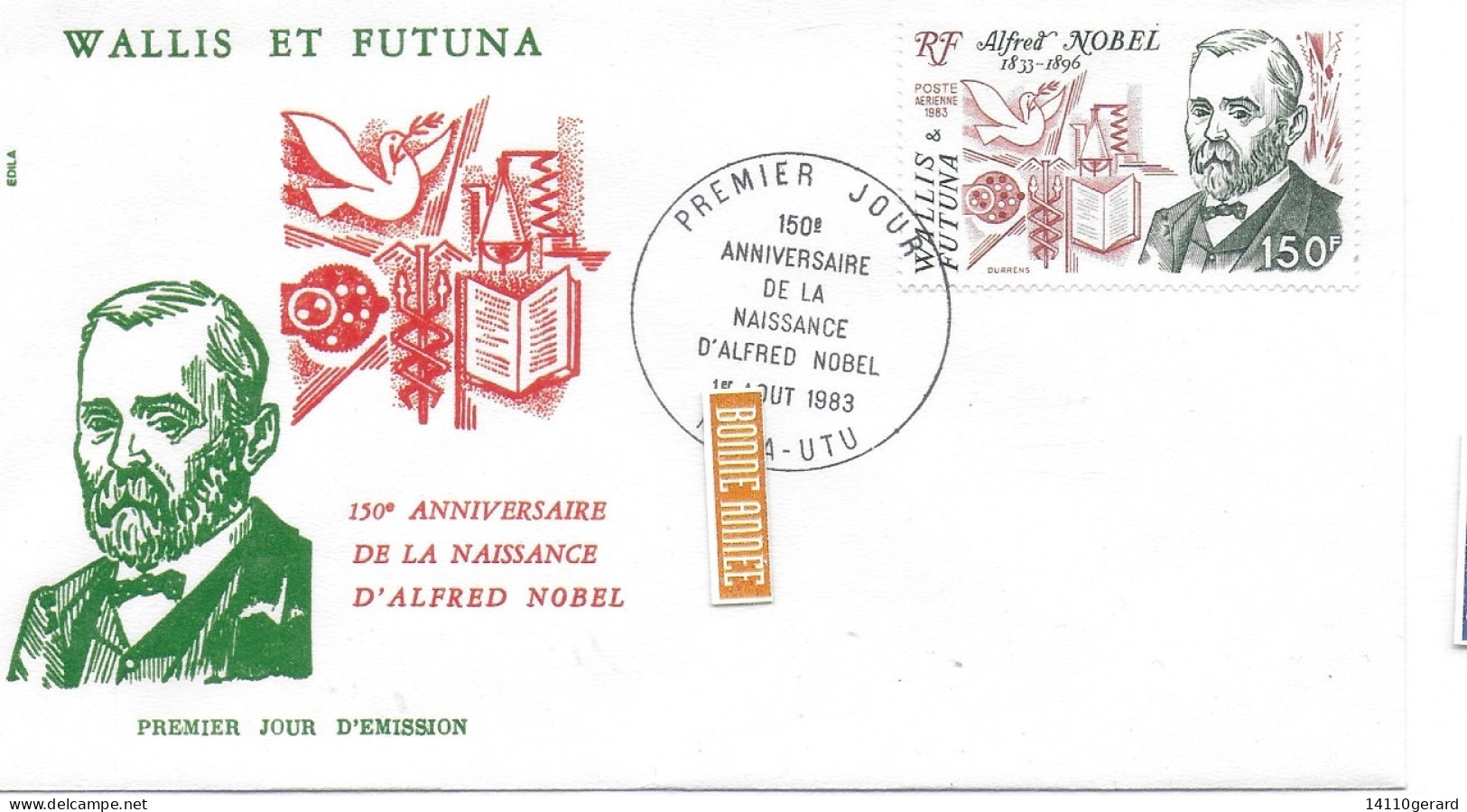 WALLIS ET FUTUNA FDC De 1983. 150ieme ANNIVERSAIRE DE LA NAISSANCE D'ALFRED NOBEL - Cartas & Documentos