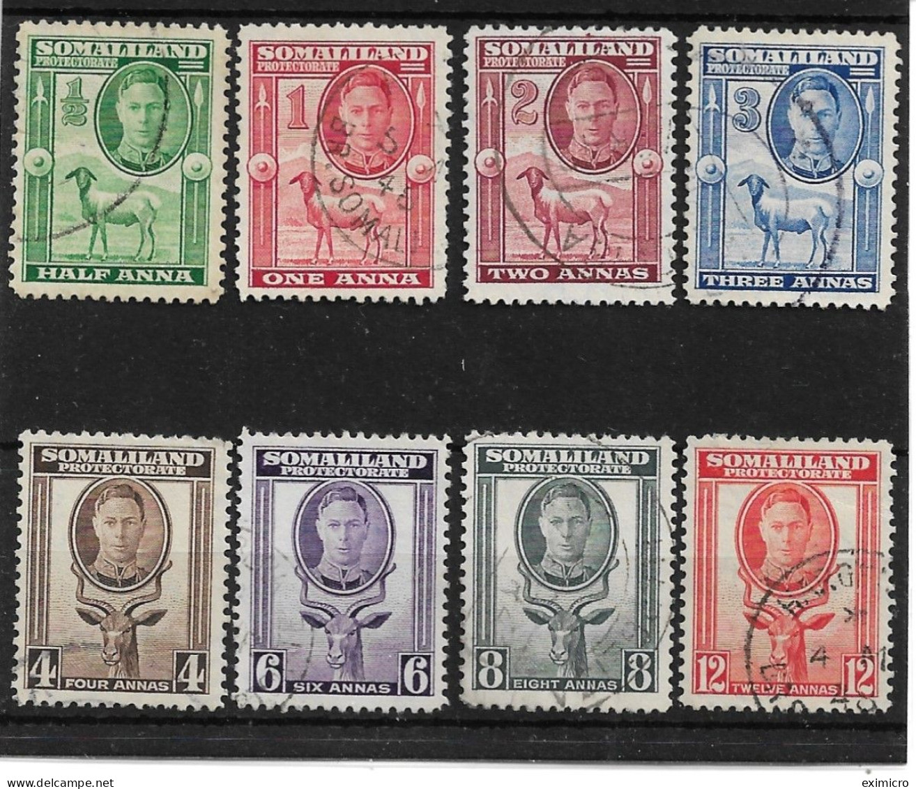 SOMALILAND 1942 SET TO 12a SG 105/112 FINE USED Cat £5 - Somaliland (Protectorate ...-1959)