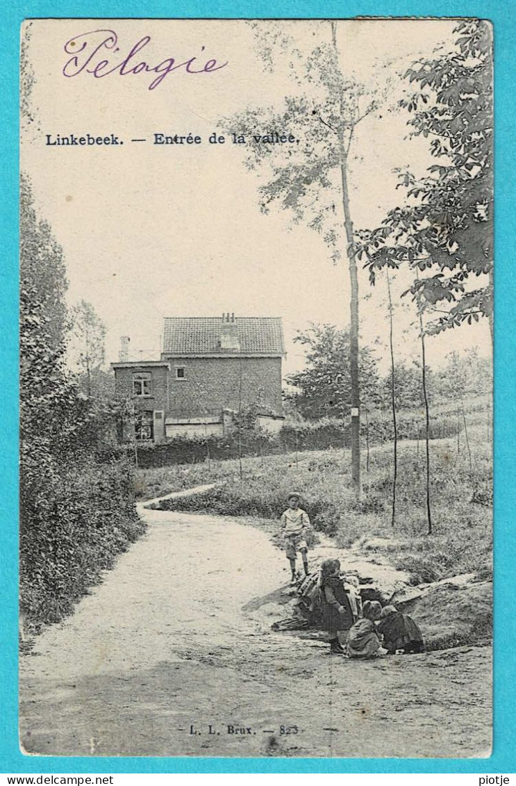 * Linkebeek (Vlaams Brabant) * (L.L. Brux, Nr 823) Entrée De La Vallée, Enfants, Animée, Unique, Old TOP - Linkebeek