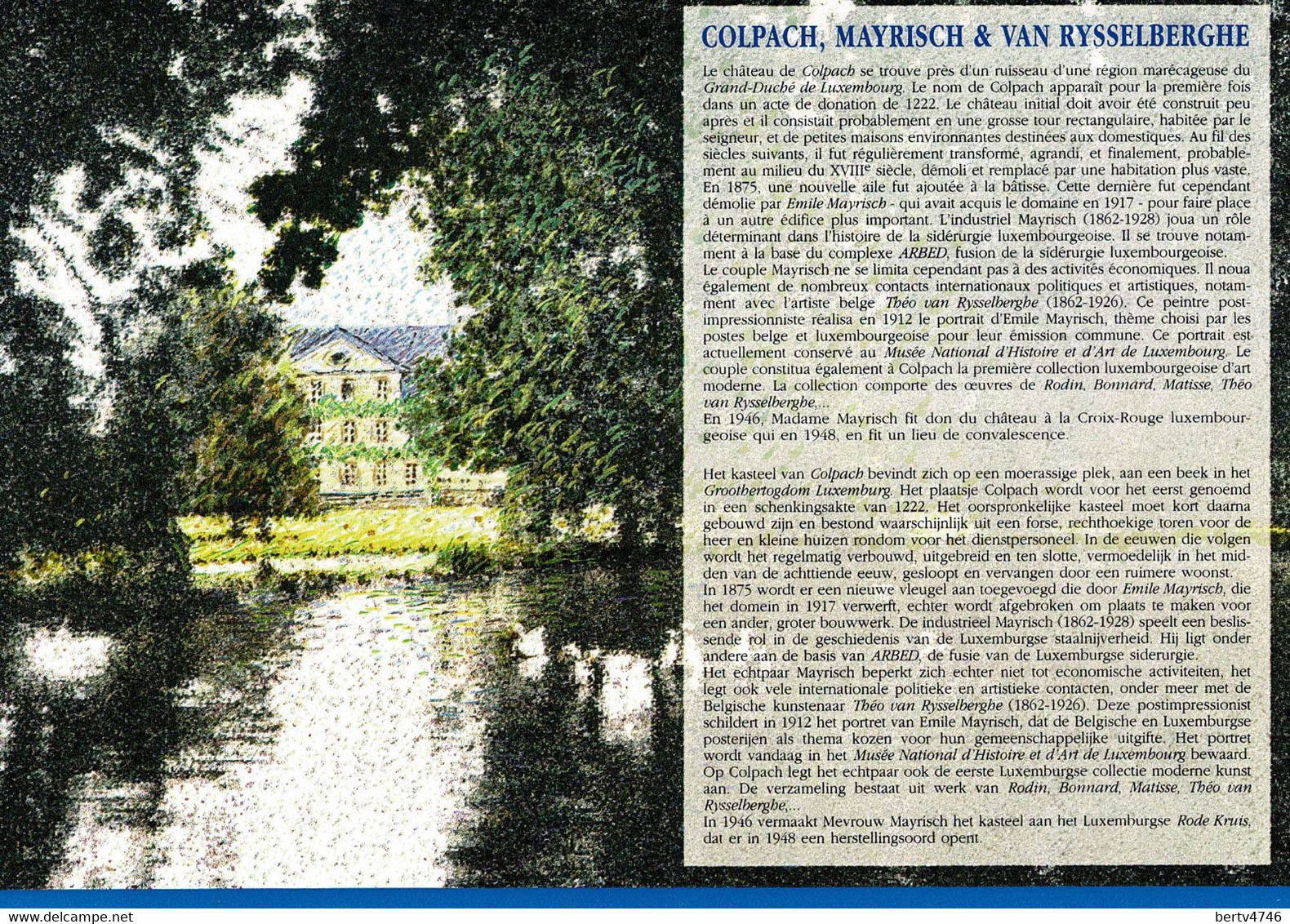 Lux. / Belg. 1996 - Carte Souvenir - Emile Mayrisch - Yv. 1339, Mi 1389 (2 Scans) - Tarjetas Conmemorativas