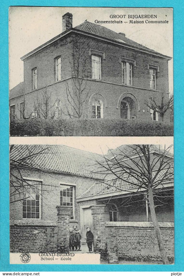 * Groot Bijgaarden - Dilbeek (Vlaams Brabant) * (G. Hermans) Maison Communale, école, School, Grand Bigard - Dilbeek