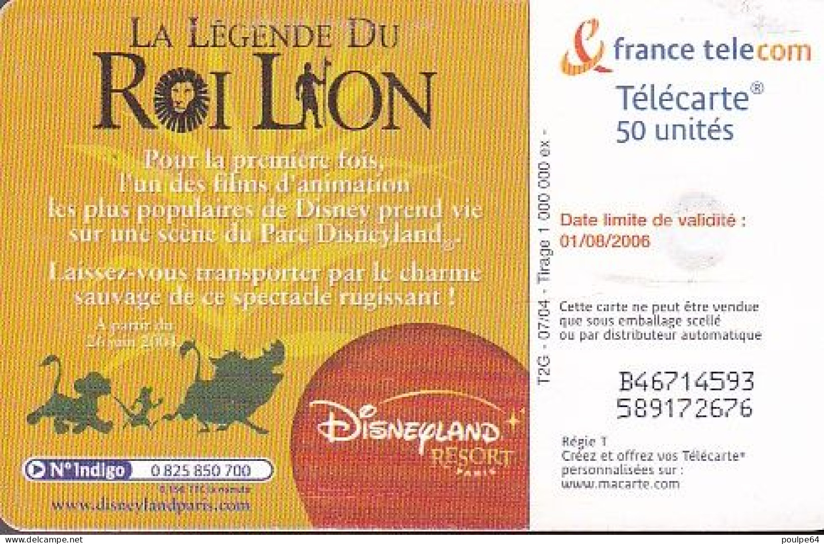 F1335A   07/2004 - DISNEY - LE ROI LION - 50 GEM2 - 2004