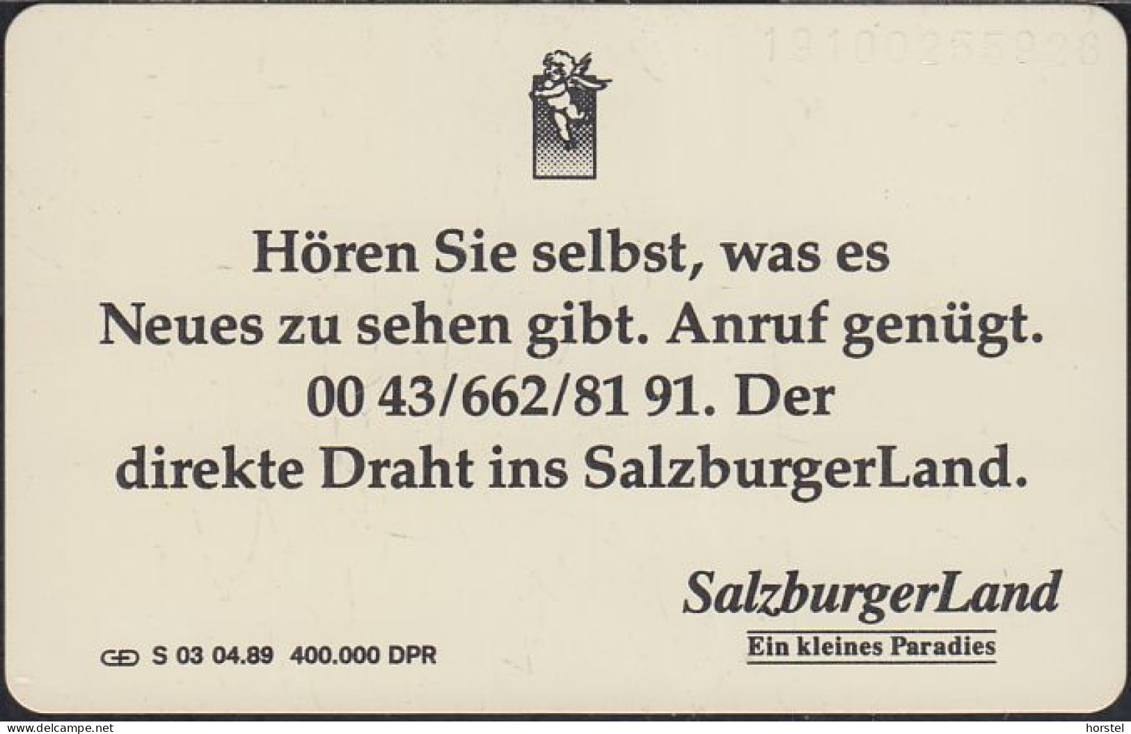 GERMANY S03/89 - Salzburger Land - 200 Einheiten - DD:1910 - S-Series : Taquillas Con Publicidad De Terceros