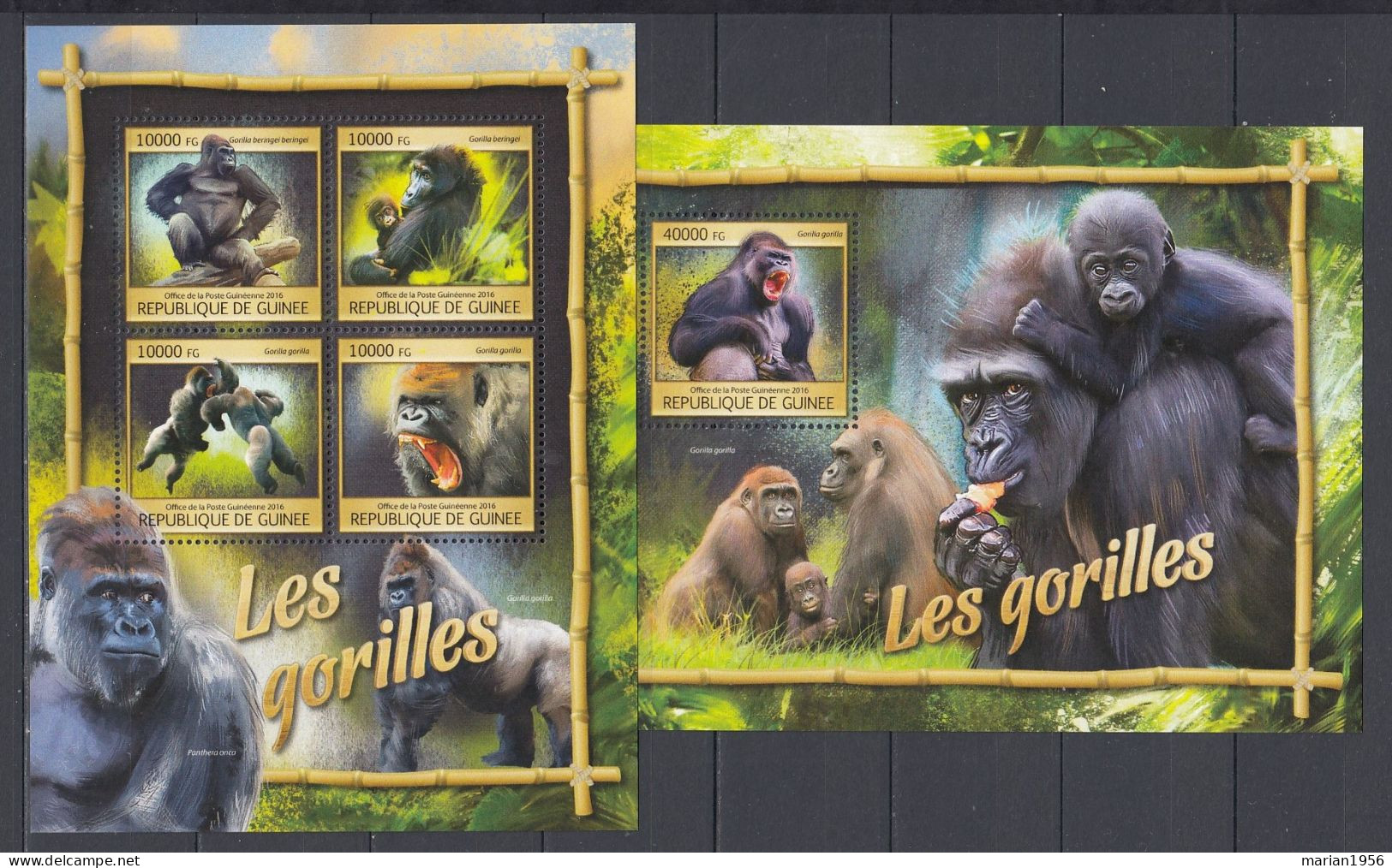Guinea 2016 - GORILLES - GORILLAS - Bloc + B.F. - MNH - Gorilas
