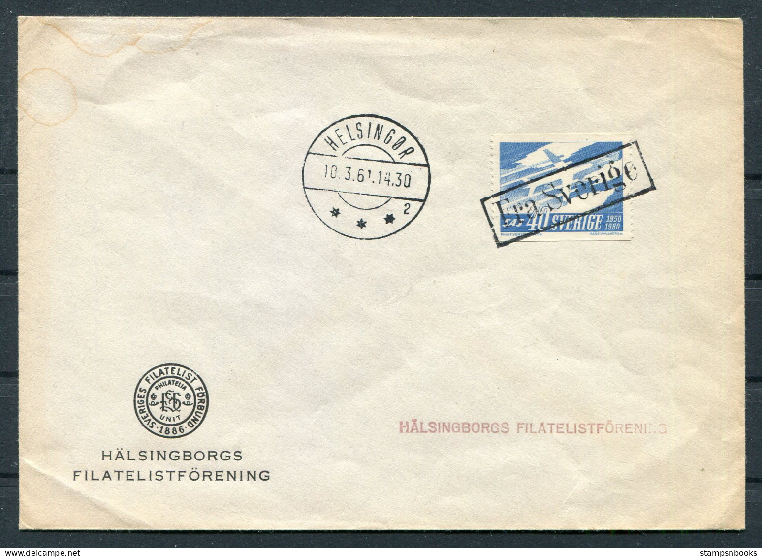 1961 Sweden Helsingborgs "Fra Sverige" Boxed Paquebot Ship Cover  - Brieven En Documenten