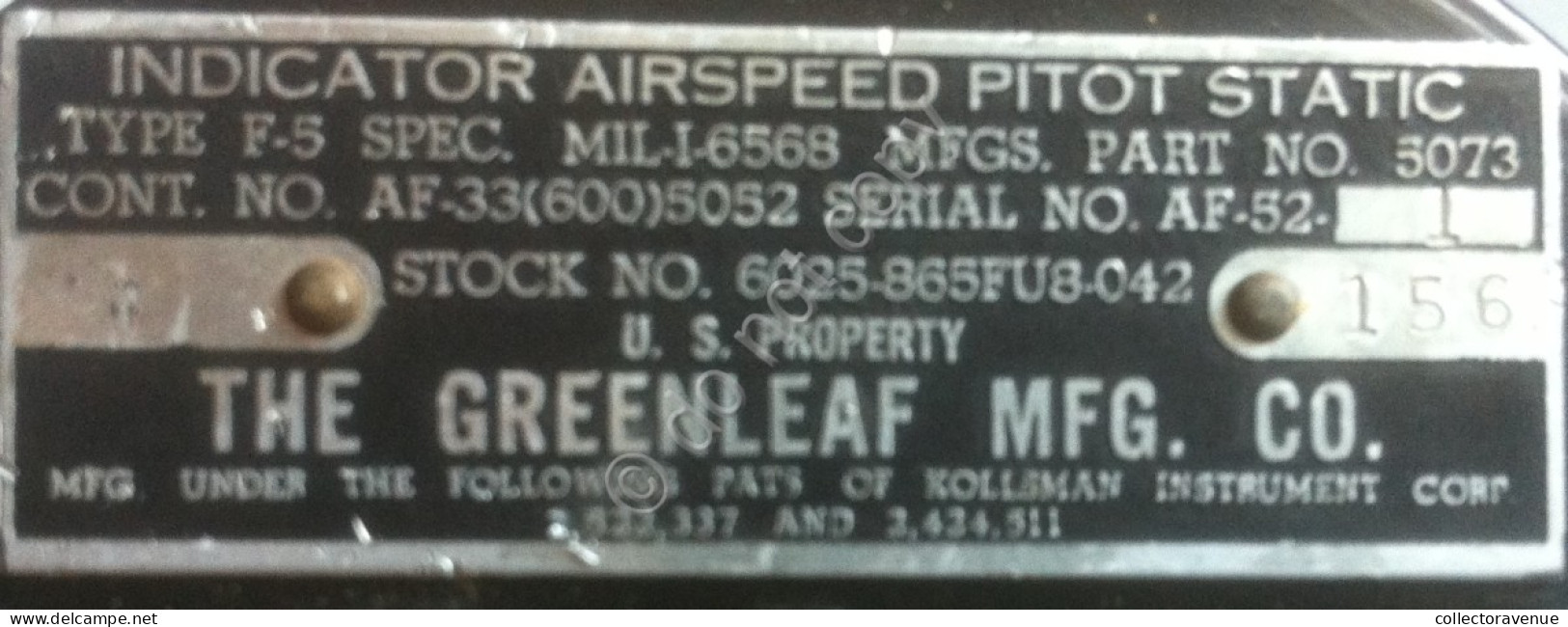 Strumento Aeronautica Vintage - The Greenleaf Mfg. Co. - Tachimetro MPH/MACH - Equipement
