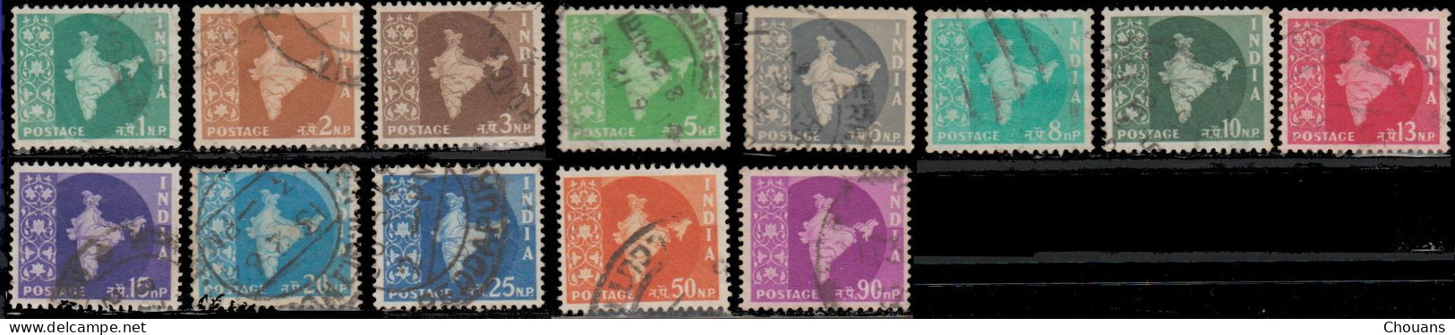 Inde 1957. ~ YT 71/83 - Carte De L'Inde (13 V.) - Used Stamps