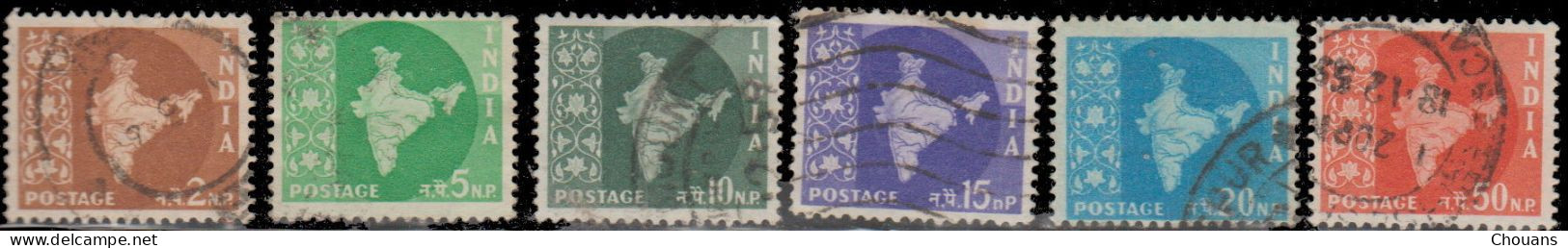 Inde 1957. ~ YT 72/81 - Carte De L'Inde (6 V.) - Used Stamps