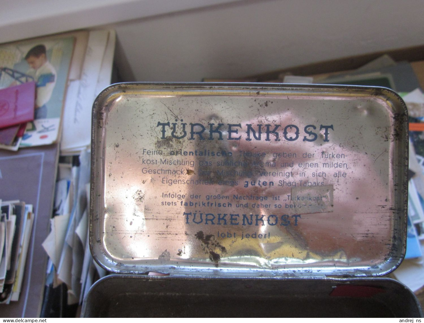 TURKENKOST HELLER FEINSCHNITT BECKMANN TABAK CIGARETTE TOBACCO EMPTY VINTAGE TIN BOX