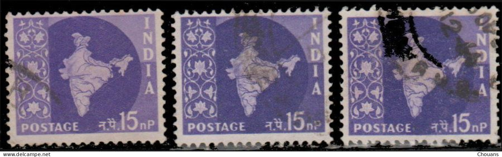 Inde 1957. ~ YT 74/82 - Carte De L'Inde (10 V.) - Oblitérés