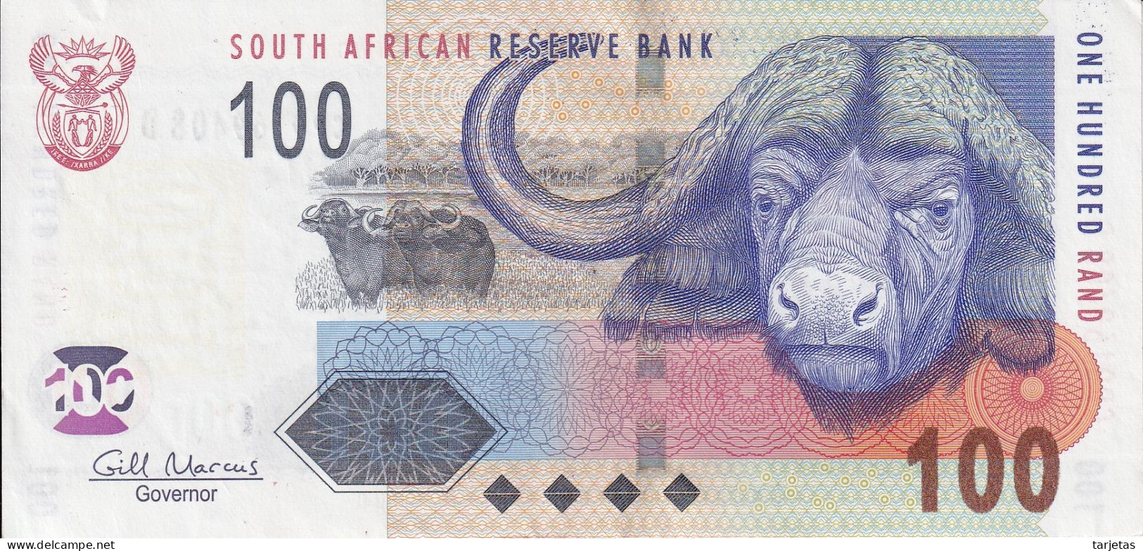 BILLETE DE SURAFRICA DE 100 RAND DEL AÑO 2009 SIN CIRCULAR (UNC) (BANKNOTE) BUFALO - Suráfrica