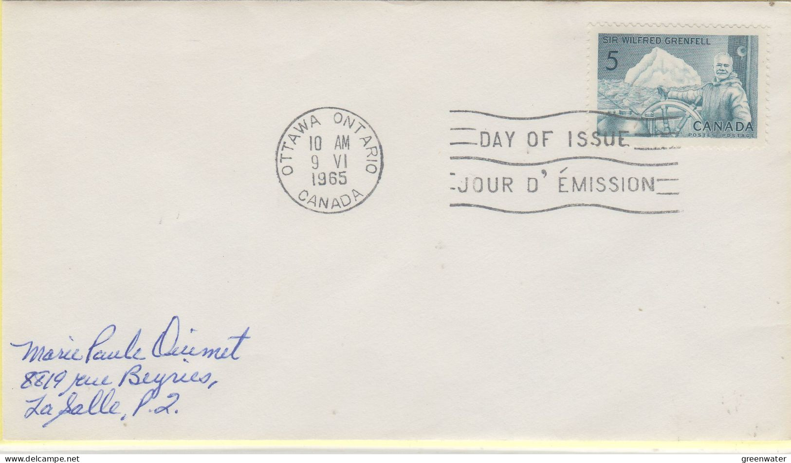 Canada 1965 Sir Wilfred Grenfell 1v FDC (CN177) - 1961-1970