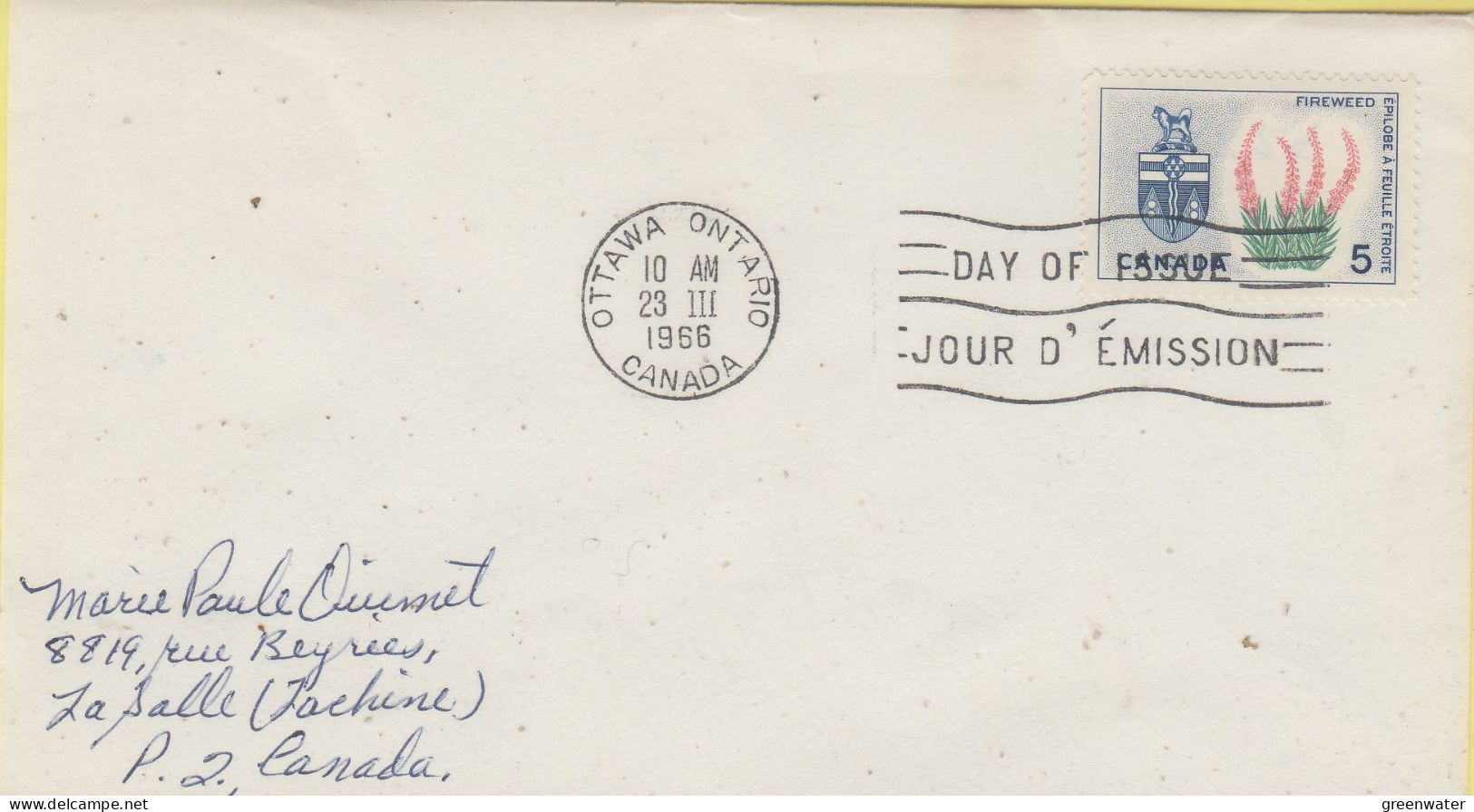 Canada 1966 Fireweed 1v FDC (CN177B) - 1961-1970