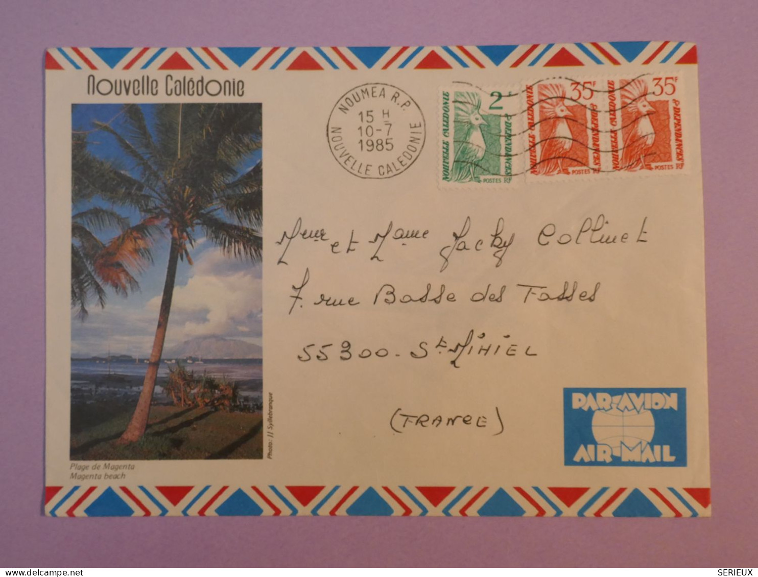 W19  NOUVELLE CALEDONIE BELLE  LETTRE   1985   NOUMEA A ST MIHIEL FRANCE +PAIRE 35F +AFF. INTERESSANT++ + - Briefe U. Dokumente