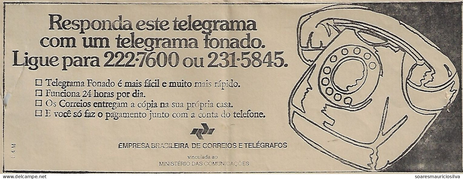 Brazil 1975 Shipped In Rio De Janeiro advertising Reply This Telegram With Phoned Telegram Telephone Telecommunication - Cartas & Documentos