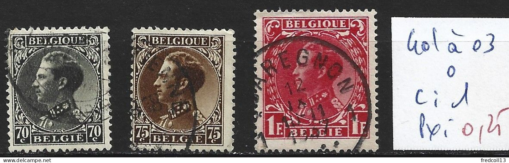 BELGIQUE 401 à 03 Oblitérés Côte 1 € - 1934-1935 Leopoldo III