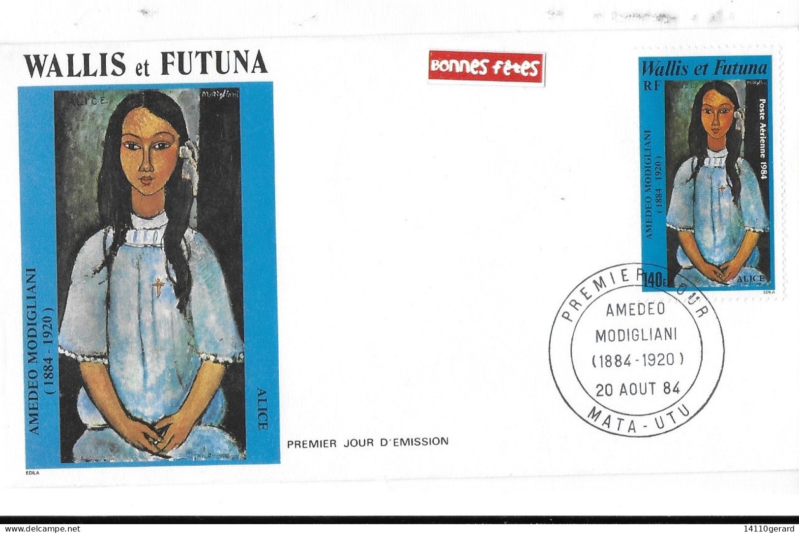 WALLIS ET FUTUNA FDC De 1984.   Amedeo Modigliani - Lettres & Documents