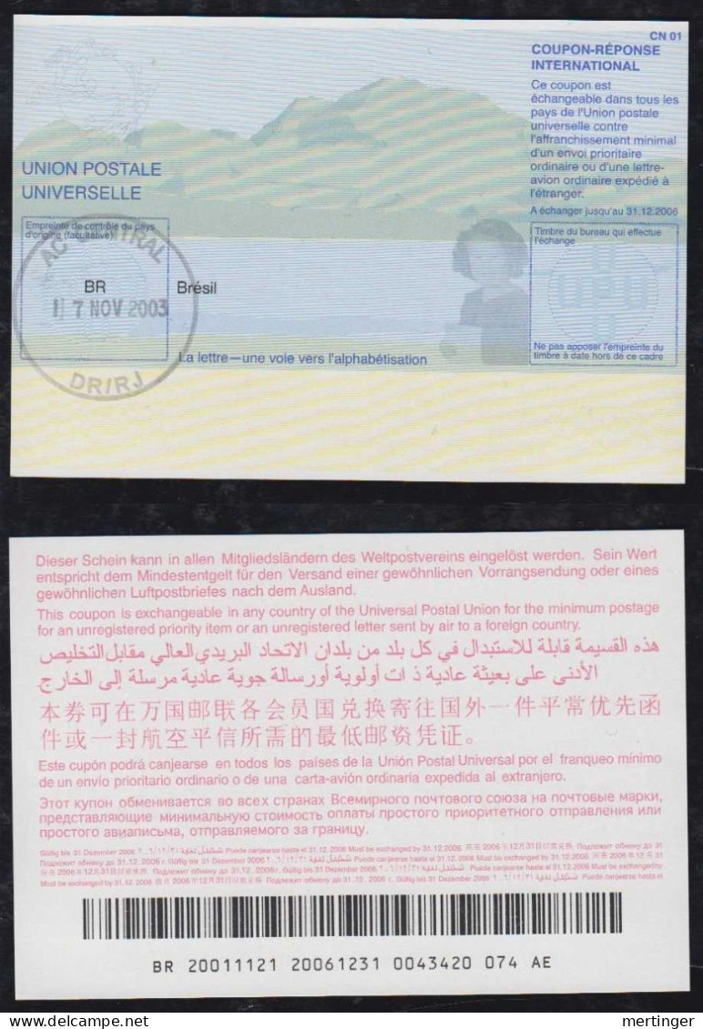 Brazil Brasil 2003 IRC Reply Coupon AC Central Rio De Janeiro Postmark - Lettres & Documents