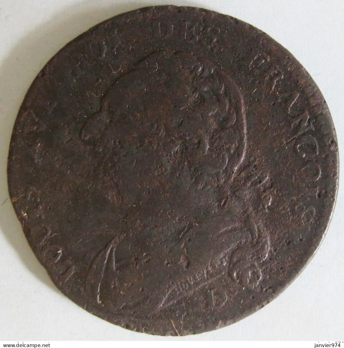 12 Deniers 1792 D Dijon An 4. Louis XVI, Gad. 15 - 1791-1792 Costituzione 