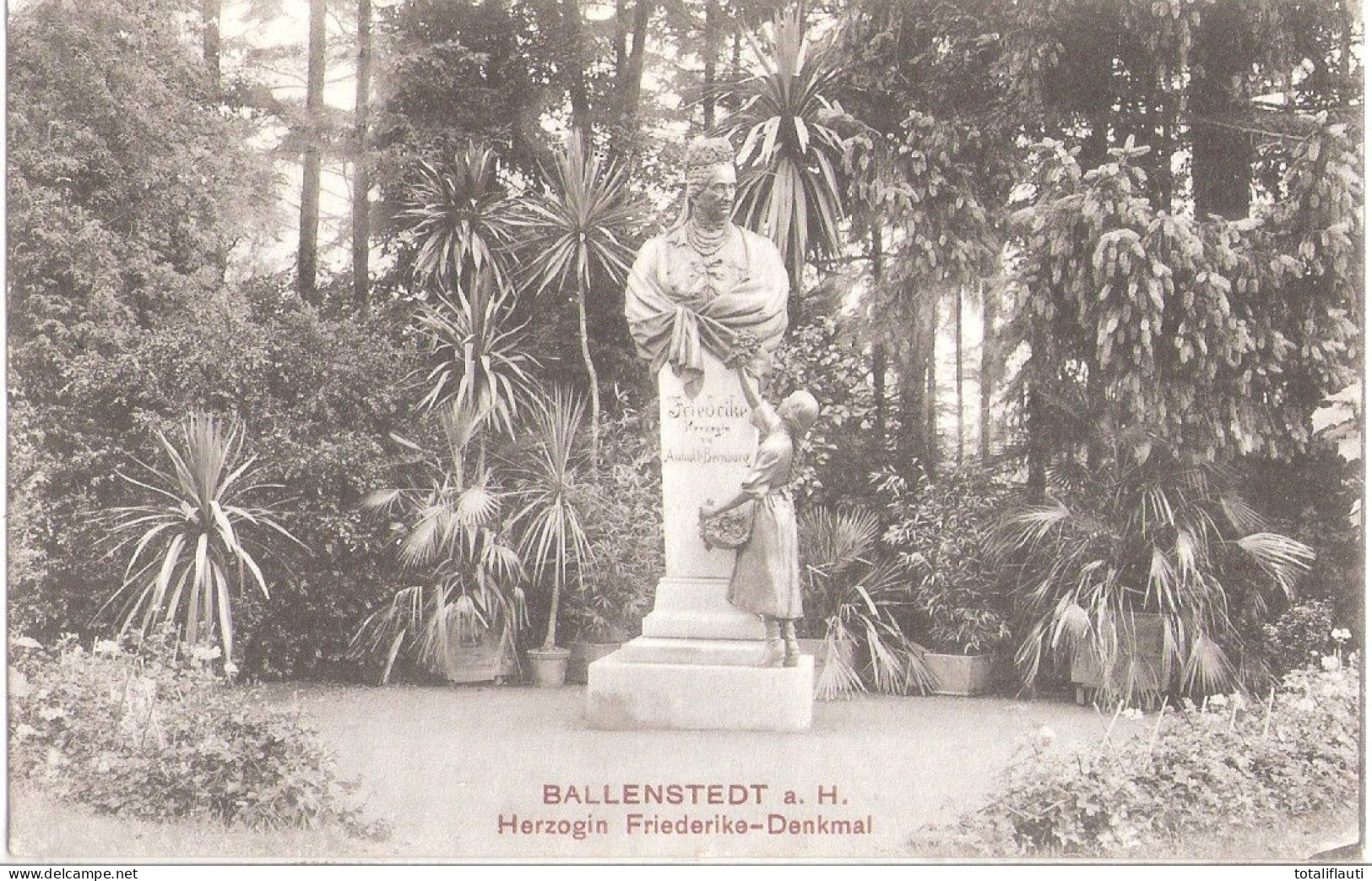 BALLENSTEDT Am Harz Herzogin Friedericke Herzogin Zu Anhalt Bernburg Denkmal Mit Huldigendem Blumenmädchen 8.8.1915 Feld - Ballenstedt
