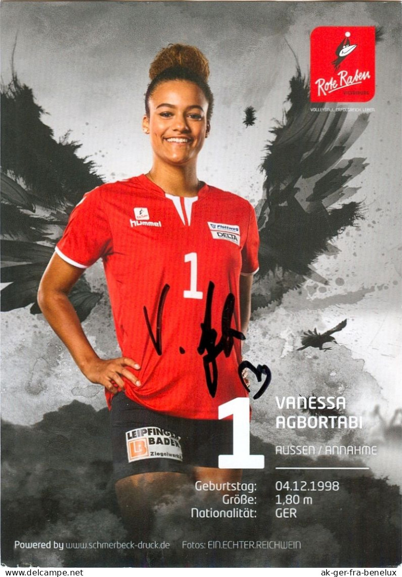 Autogramm AK Volleyball Vanessa Agbortabi Rote Raben Vilsbiburg 17-18 Ladies In Black Aachen SC Potsdam Olympia Berlin - Volleybal