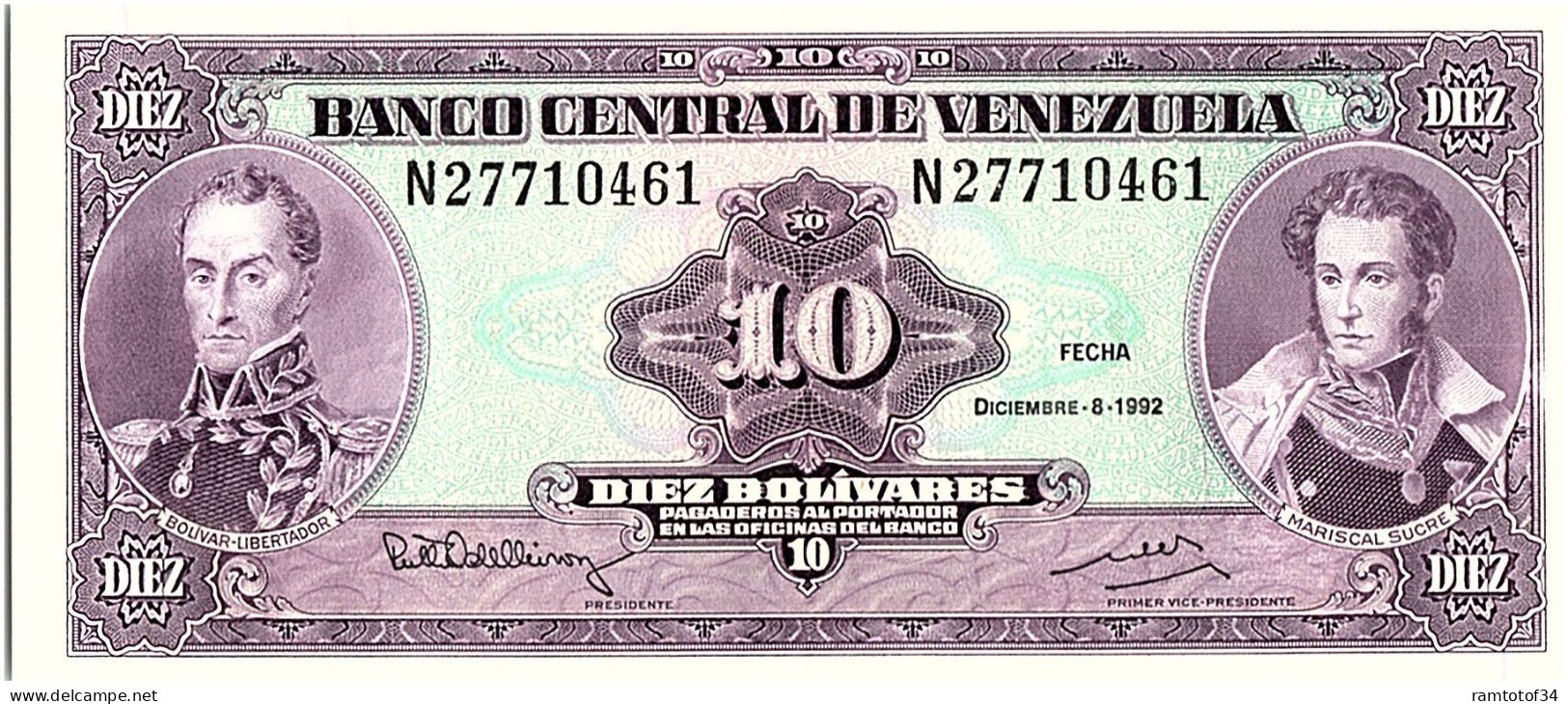 VENEZUELA - 10 Bolivares 8 Décembre 1992 UNC - Venezuela